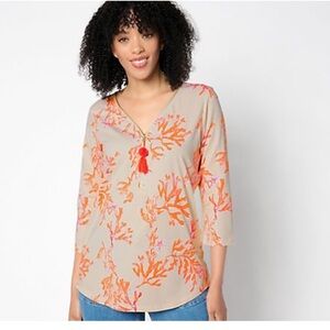 NWOT! Belle Kim Gravel Coral Top